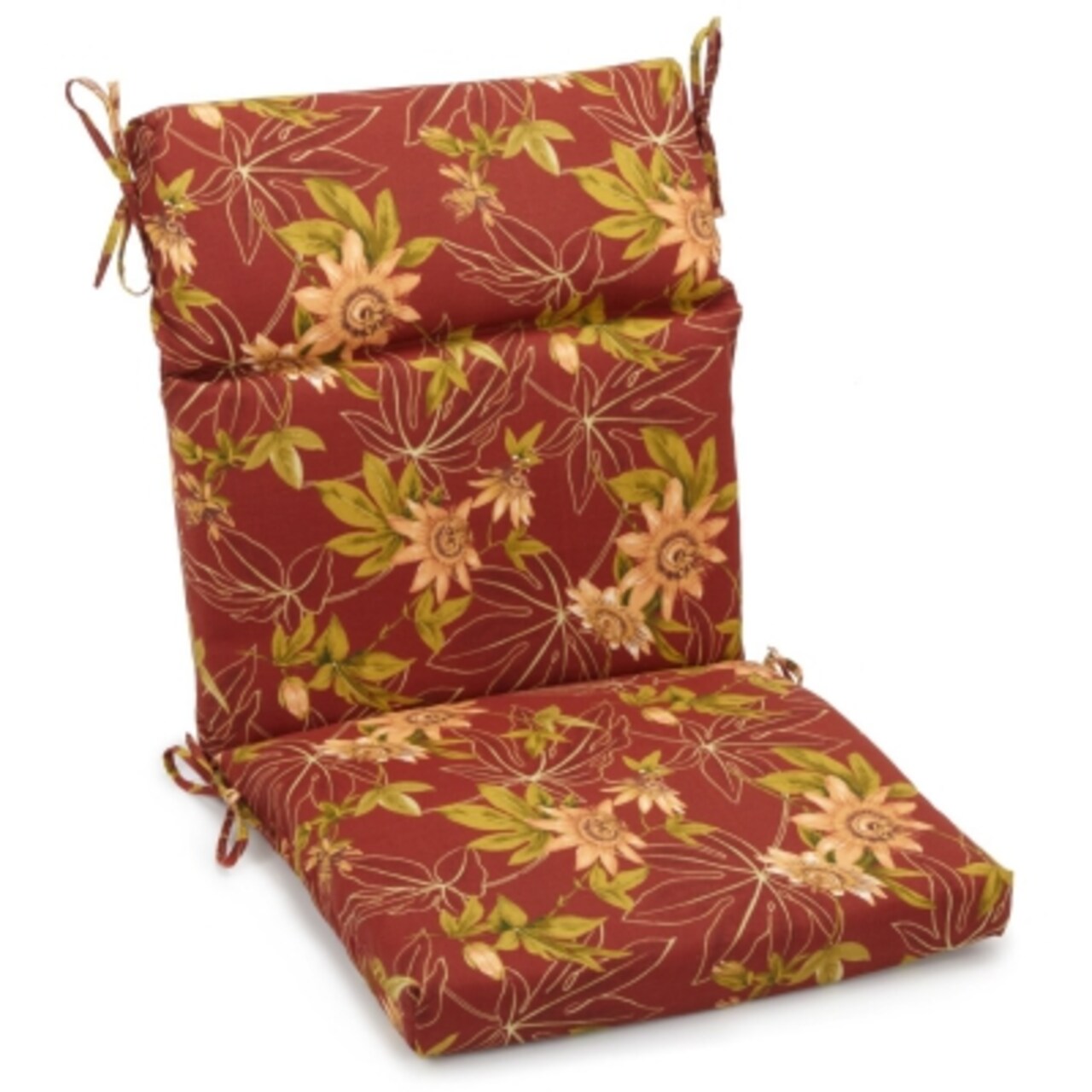 18-inch by 38-inch Spun Polyester Outdoor Squared Seat/Back Chair Cushion - Passion Ruby